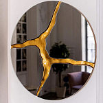 Зеркало кругле с декоративной золотой вставкой Golden Tree варинант исполнения - 4 | Loft Concept в Грозном