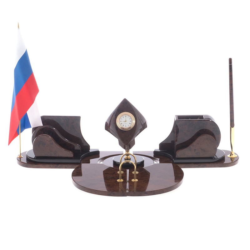 Настольный письменный набор из природного камня обсидиана коричневого Team leader Коричневый в Грозном | Loft Concept 