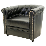 Кресло кожаное с мягкими подлокотниками на 4-х деревянных ножках Logan Leather Armchair black 2 варинант исполнения - 1 | Loft Concept в Грозном