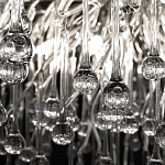 Люстра подвесная с прозрачными стеклянными подвесками в форме капель Диаметр 80 см Droplet Chandelier варинант исполнения - 10 | Loft Concept в Грозном