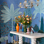 Обои ручная роспись Malwa Special Colourway on blue painted Xuan paper варинант исполнения - 1 | Loft Concept в Грозном