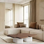 Дизайнерский журнальный стол с фигурной столешницей на белом основании Holarisex варинант исполнения - 1 | Loft Concept в Грозном