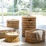 Плетеная корзина с крышкой из плетеного бананового дерева Zuwena Wicker Basket варинант исполнения - 6 | Loft Concept в Грозном