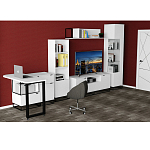 Стеллаж книжный белый с 3-мя открытыми полками и дверкой Strict Lines варинант исполнения - 6 | Loft Concept в Грозном