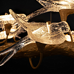 Люстра подвесная с прозрачными стеклянными птичками на ветвях Диаметр 80 см Serip Voa варинант исполнения - 10 | Loft Concept в Грозном