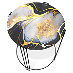 Стол журнальный круглый со столешницей из стекла Gold and Black Marble варинант исполнения - 2 | Loft Concept в Грозном