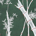 Обои ручная роспись Bamboo Argent on Edo Green painted silk варинант исполнения - 2 | Loft Concept в Грозном