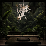 Люстра с тремя фигурами обезьян с лампочками в руках белого цвета Hanging Monkey варинант исполнения - 10 | Loft Concept в Грозном