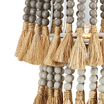 Подвесной светильник двухъярусный с декором из круглых деревянных бусин с кисточками Gray Brown Wooden Beads Chandelier варинант исполнения - 1 | Loft Concept в Грозном
