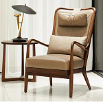 Кресло c каркасом из массива дерева и с мягким подголовником Walnut Armchair варинант исполнения - 1 | Loft Concept в Грозном