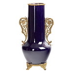 Ваза темно-синяя фарфоровая с бронзовыми ручками и ножками Eden Garden варинант исполнения - 1 | Loft Concept в Грозном