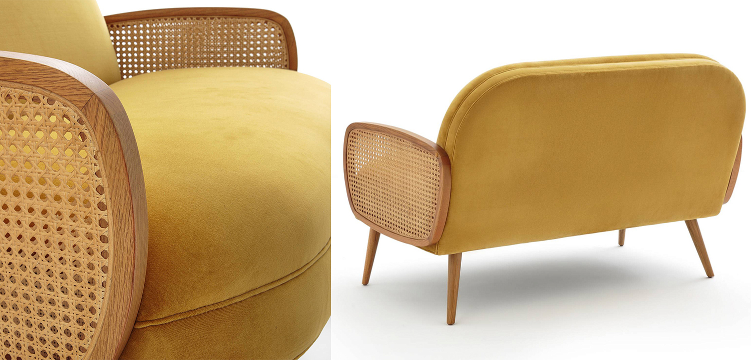 Диван Morten Wicker Sofa Горчичный Диван Morten Wicker Sofa Горчичный - Loft-Concept в Грозном