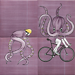 Плитка с узором Осьминог велосипедист варинант исполнения - 2 | Loft Concept в Грозном