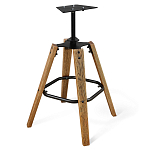 Барный стул со спинкой и металлической подставкой на 4-х деревянных ножках Синий Велюр Vendramin Chair варинант исполнения - 4 | Loft Concept в Грозном