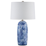Настольная лампа керамическая с бело-синими мазками Painterly Strokes варинант исполнения - 3 | Loft Concept в Грозном