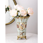 Ваза голубого цвета из фарфора с цветочным рисунком и бронзовой стрекозой Blue Garden варинант исполнения - 4 | Loft Concept в Грозном