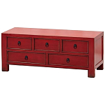 Деревянная ТВ-тумба с 5-ю выдвижными ящиками в китайском стиле красная Wei Chinese TV Stand варинант исполнения - 2 | Loft Concept в Грозном