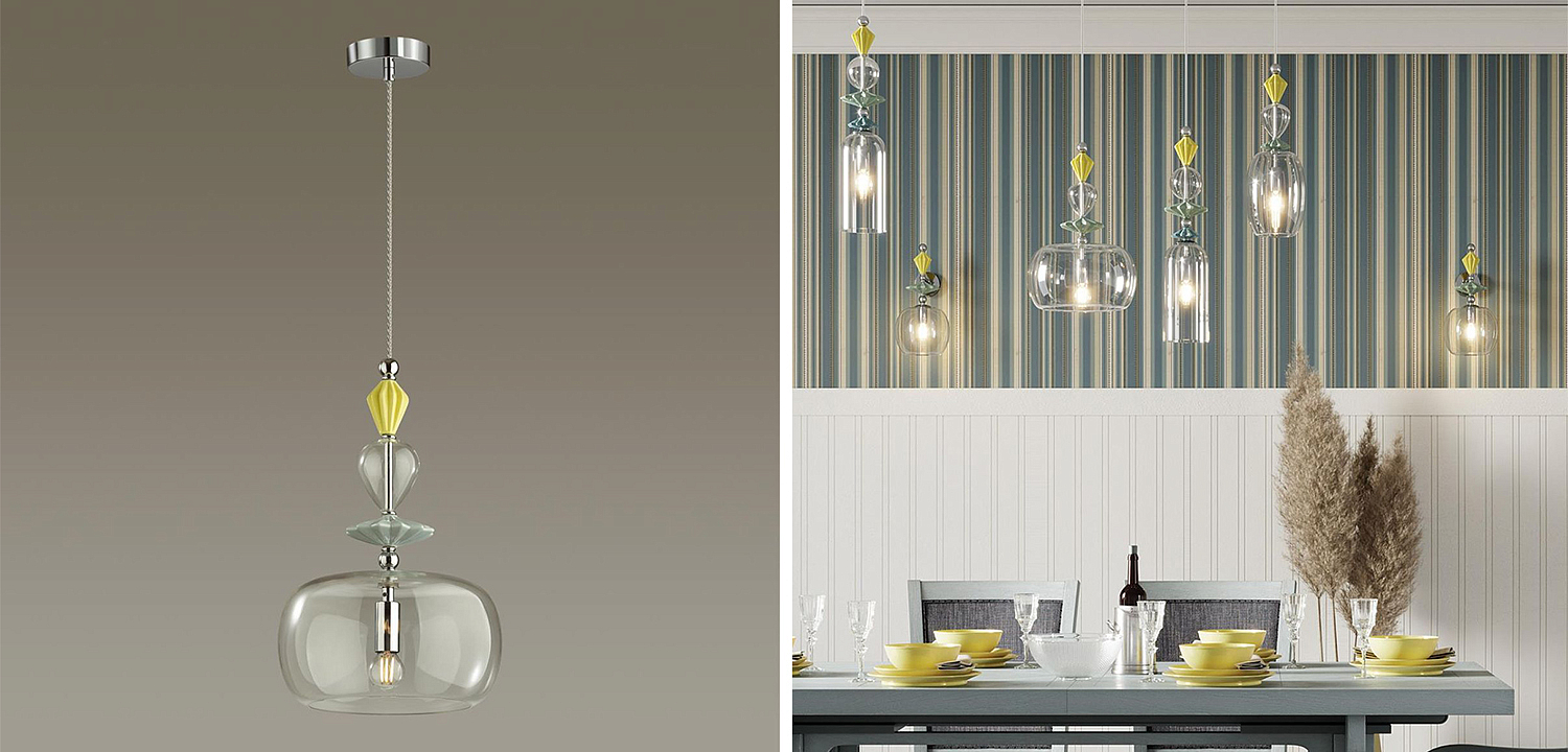 Подвесной светильник Iris Glas hanging lamp candy A chrome Подвесной светильник Iris Glas hanging lamp candy A chrome - Loft-Concept в Грозном