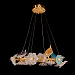 Люстра круглая на золотом каркасе с птичками и цветочным декором Miscellaneous herbs варинант исполнения - 2 | Loft Concept в Грозном