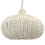 Люстра декорированная белыми деревянными бусинами White Wooden Beads Chandelier варинант исполнения - 1 | Loft Concept в Грозном