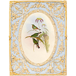 Декоративный постер с изображением птиц в раме с рельефным растительным узором Blooming Birds Poster варинант исполнения - 12 | Loft Concept в Грозном