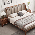Кровать двуспальная с мягким изголовьем Moon Walnut Bed варинант исполнения - 1 | Loft Concept в Грозном