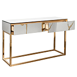 Консоль с ящиками зеркальная с золотым декором Gold Painted Mirror Console варинант исполнения - 2 | Loft Concept в Грозном