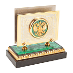 Настольный письменный набор из малахита и долерита с декором в виде герба России Leader Organizer варинант исполнения - 6 | Loft Concept в Грозном