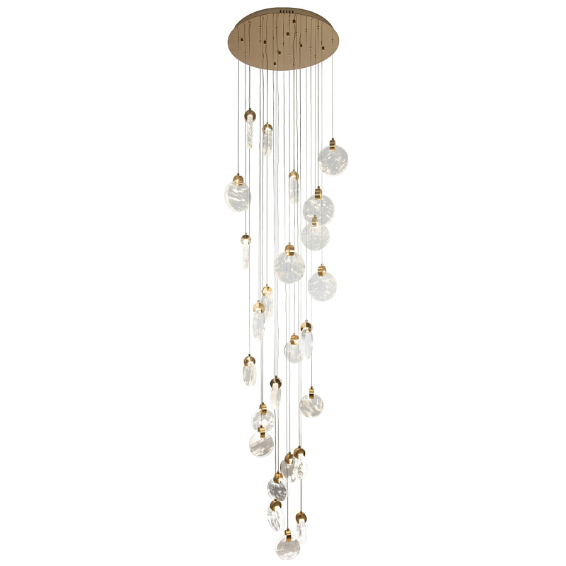 Каскадная люстра с плафонами в виде круглых пластин из хрусталя Esme Round Plates Chandelier 25 Прозрачное Стекло Золотой Каскадная люстра с плафонами в виде круглых пластин из хрусталя Esme Round Plates Chandelier 25 Прозрачное Стекло Золотой в Грозном | Loft Concept