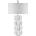 Настольная лампа белая с тканевым абажуром в форме цилиндра Morphing варинант исполнения - 4 | Loft Concept в Грозном