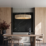 Люстра круглая из толстых деревянных реек Natural Style варинант исполнения - 4 | Loft Concept в Грозном