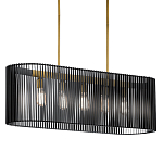 Люстра подвесная овальной формы с металлическим решетчатым абажуром матово-черного цвета и 5 лампами Kichler варинант исполнения - 1 | Loft Concept в Грозном