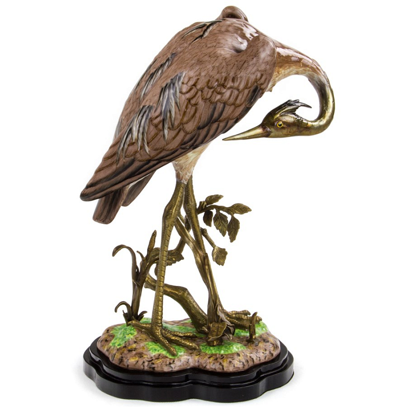 Статуэтка Porcelain Heron Коричневый Бронза Статуэтка Porcelain Heron Коричневый Бронза в Грозном | Loft Concept