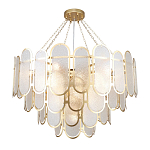 Люстра с многослойным эффектом из овальных элементов из непрозрачного стекла Conformation варинант исполнения - 4 | Loft Concept в Грозном