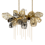 Люстра подвесная с 22-мя гранёными стеклянными плафонами с вертикальными подвесками Gilded Mirage  варинант исполнения - 7 | Loft Concept в Грозном