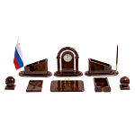 Настольный письменный набор с часами из природного камня обсидиана  Contract Extended варинант исполнения - 1 | Loft Concept в Грозном