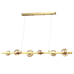 Люстра светодиодная линейная с 6-ю круглыми плафонами коньячного цвета Iona Chandelier Brass  варинант исполнения - 1 | Loft Concept в Грозном