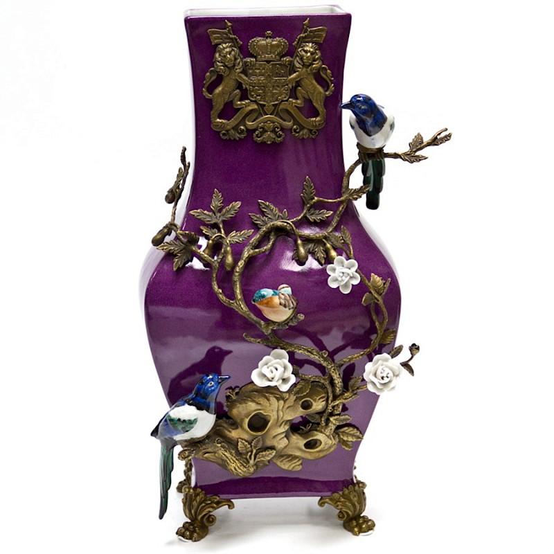 Фарфоровая ваза Mystic Purple & Magpies Фиолетовый Бронза Фарфоровая ваза Mystic Purple & Magpies Фиолетовый Бронза в Грозном | Loft Concept