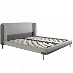 Кровать двуспальная серая с мягким изголовьем из экокожи и ткани Modern Look варинант исполнения - 2 | Loft Concept в Грозном