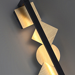 Бра вертикальное черного цвета с золотыми кругами и квадратами Gravyura варинант исполнения - 2 | Loft Concept в Грозном