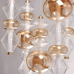 Люстра с плафонами из прозрачного и янтарного стекла в виде шаров и ромбов Gabriel Scott Luna варинант исполнения - 8 | Loft Concept в Грозном