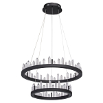 Люстра с двумя кольцами черного цвета с хрустальными элементами QUARTZ CRYSTAL варинант исполнения - 2 | Loft Concept в Грозном