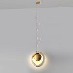 Подвесной светильник с бежевым текстурным кольцом и латунным шаром в центре Tactile  варинант исполнения - 5 | Loft Concept в Грозном