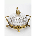 Конфетница из прозрачного рельефного стекла с ручкой и фигуркой лебедя Eden Garden варинант исполнения - 2 | Loft Concept в Грозном