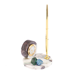 Часы настольные с шариковой металлической ручкой из натурального камня Stone Clock варинант исполнения - 2 | Loft Concept в Грозном