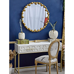 Зеркало круглое в фактурной золотистой раме из металла Mirror Golden Placer варинант исполнения - 2 | Loft Concept в Грозном