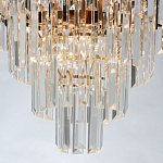 Люстра из черного металла с многоярусными подвесками из прозрачного хрусталя на золотой цепи Empire Black Chandelier Crystal варинант исполнения - 7 | Loft Concept в Грозном