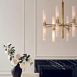 Люстра золотая с 16-ю тонкими цилиндрическими плафонами Shoulders варинант исполнения - 3 | Loft Concept в Грозном