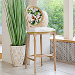 Барный стул золотистый из натурального бука с изображением птицы и цветов Blooming Birds варинант исполнения - 2 | Loft Concept в Грозном