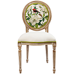 Стул бежевый из натурального бука с изображением птиц и цветов Blooming Red Birds варинант исполнения - 1 | Loft Concept в Грозном